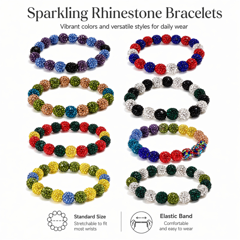 10mm High-Quality Clay Beads Elastic String Shambala Party Jewelry Bracelet Cross-Border Amazon Best Friend Couple