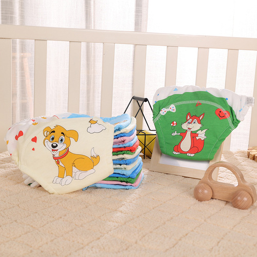 Infant training pants, washable 6-layer thick cotton diaper pants, baby cloth diapers, cotton learning pants, suitable for all seasons
