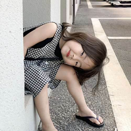 Children's Summer Pants Set in Striped Style: South Korean Design, for Girls, Two-Piece Set Including Overalls and Trousers