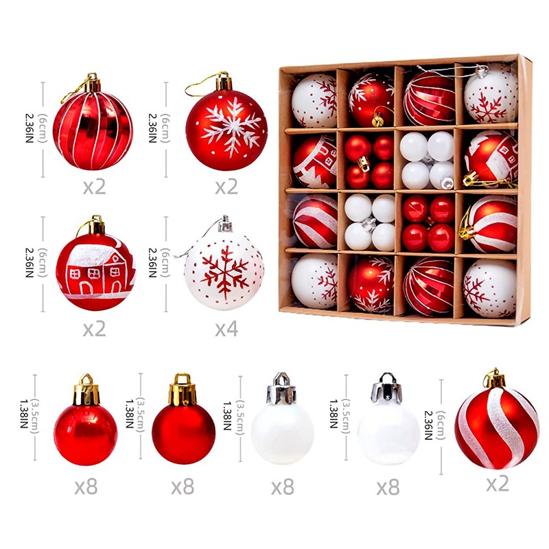 Set de bolas decorativas de Navidad en caja de regalo, colgantes para vitrina y fiestas, decoración de árbol de Navidad, comercio exterior transfronterizo