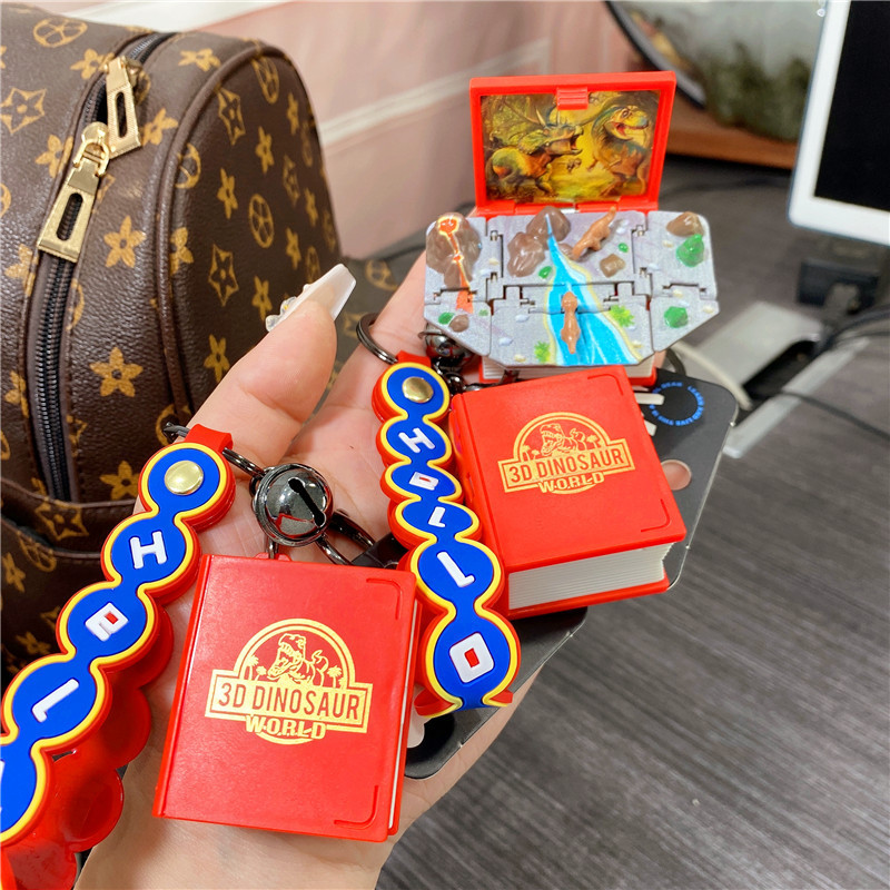Creative dinosaur magic pop-up book cute key chain female exquisite car key pendant bag pendant small gift