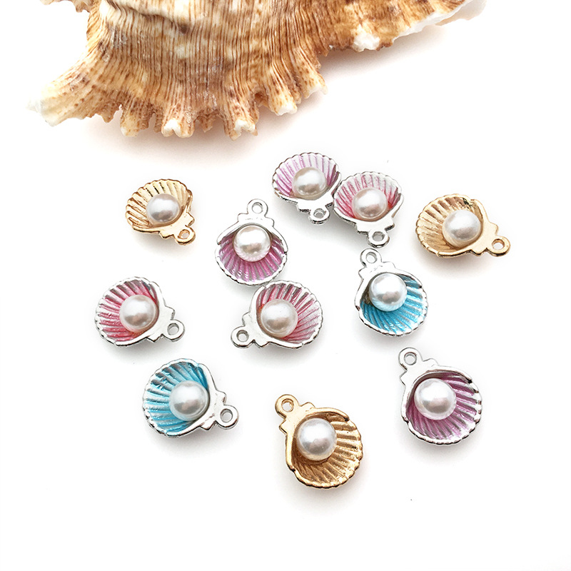 2g Weight Pendant Jewelry Making Type Pearl Inlay Material DIY Jewelry Accessories Classification 1 Piece Quantity Alloy Material Shell Pattern Plating, Inlay Design Beach, Simple Style Style 1 Piece Alloy Pearl Shell Pendant 无