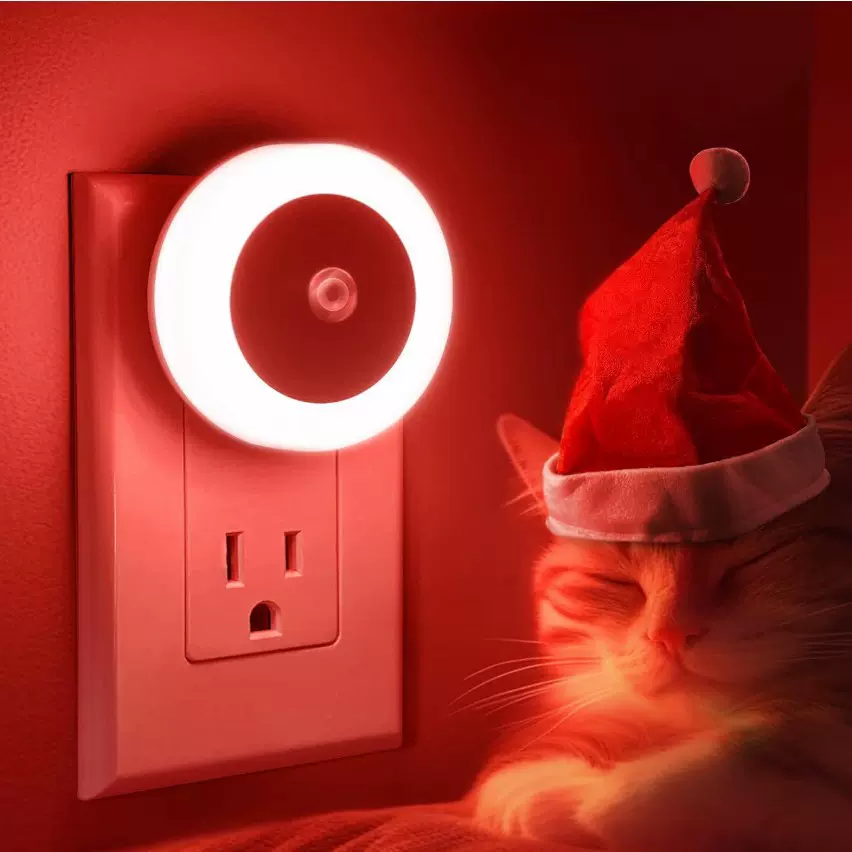 跨境插电人体感应小夜灯  三色无级调光延时日规插头可折叠感应灯