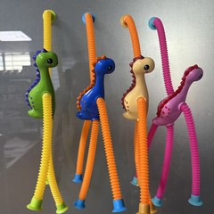 跨境新品百变伸缩拉管恐龙新奇减压玩具卡通造型吸盘伸缩管小商品