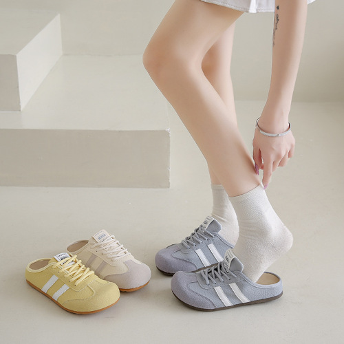 Baotou slippers women's summer outdoor wear 2025 new super popular German training shoes half slippers white sneakers slip-on Forrest Gump shoes