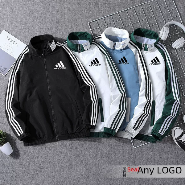 Autumn Men's Cardigan Top Three Bars Running Sports Jacket Men's Casual Jacket Teenagers Clothing Can Set LOGO