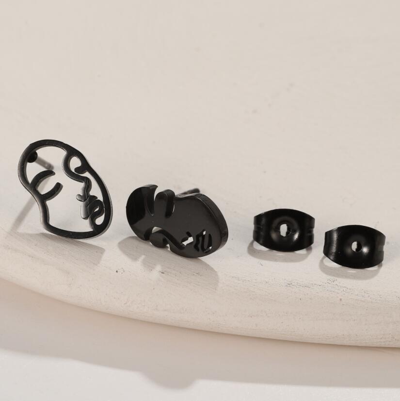 Ear Studs Classification 1 Pair Quantity Holiday, Street Occasion PVD Coated Real Gold Plated Human Face Stainless Steel Simple Style Waterproof Non Tarnish Ear Studs