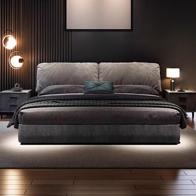 Italian-Style Light Luxury Double Bed, Master Bedroom Large Bed, Fabric Bed, Modern Minimalist Storage, Fashionable Wedding Bed, Low Box Italian-Style Light Luxury Double Bed, Master Bedroom Large Bed, Fabric Bed, Modern Minimalist Storage, Fashionable Wedding Bed, Low Box