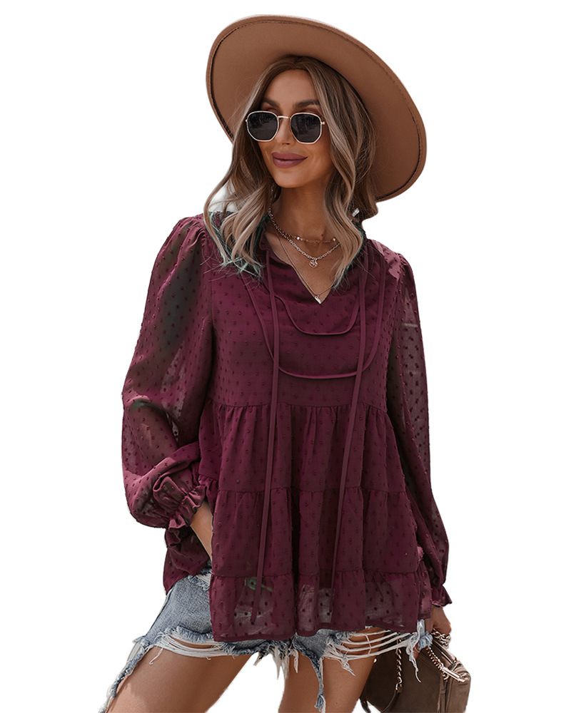 women s autumn and winter V-neck shirt nihaostyles clothing wholesale NSDY73970