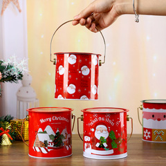 クロスボーダーキャンディー手持ちバケツクリスマスプレゼントクッキーお菓子おもちゃ収納鉄バケツクリスマス子供ギフト包装