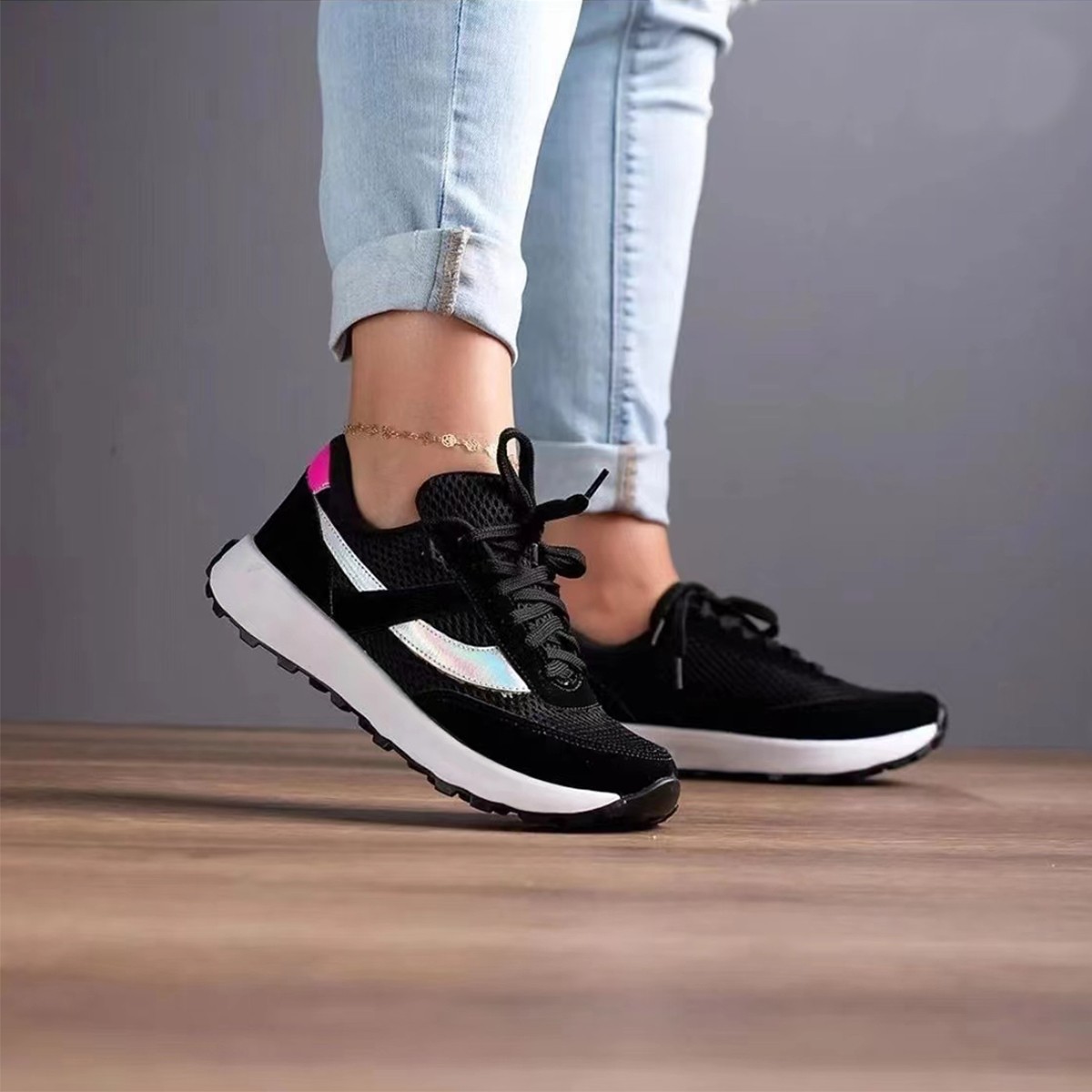 Damen Freizeitschuhe Sneakers mit Fußgewölbeunterstützung Leicht zu reinigen_voghion.com