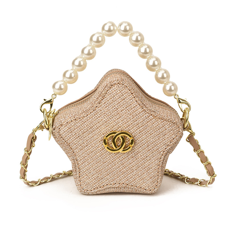 2026 nuevo bolso de niños brillante estrella de pentacos bolso de perla exquisito mini bolso accesorios para hombres y mujeres