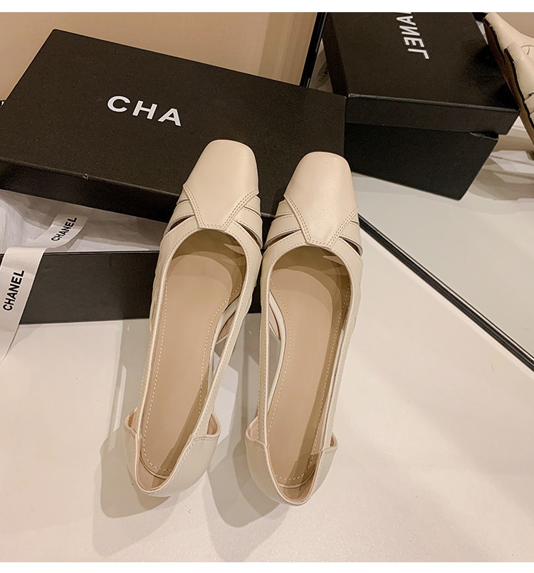 Giày cao gót nữ da thật mũi vuông nhỏ, gót cao 9 cm, phong cách thời trang xuân hè — màu nâu, màu trắng ngà chi tiết 34