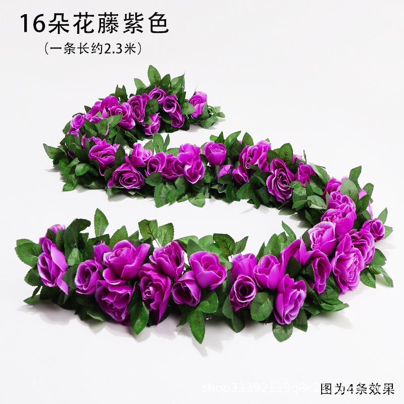 Boda flor artificial Rosa ratán flor artificial cama cabeza flor pared colgante hogar Decoración de la boda vid al por mayor