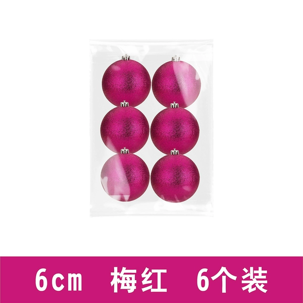 6cm Rose Red Glitter Balls 6 Pack