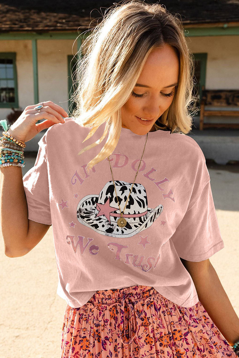 Women's T-shirt Short Sleeve T-shirts Printing Casual Letter Hat display picture 4