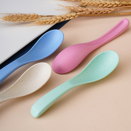 Nordic style plastic spoons, wheat straw children's tableware, household spoons, spoons plastic spoons manufacturers wholesale