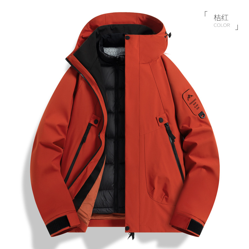 マウンテントレンドジャケット、防風防水スリーインワンダウン登山ジャケット、ベルベットサーマルジャケット、カスタムプリントロゴ|undefined