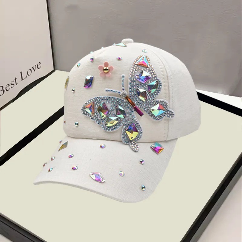 Women's Simple Style Classic Style Color Block Rhinestone Curved Eaves Baseball Cap display picture 6