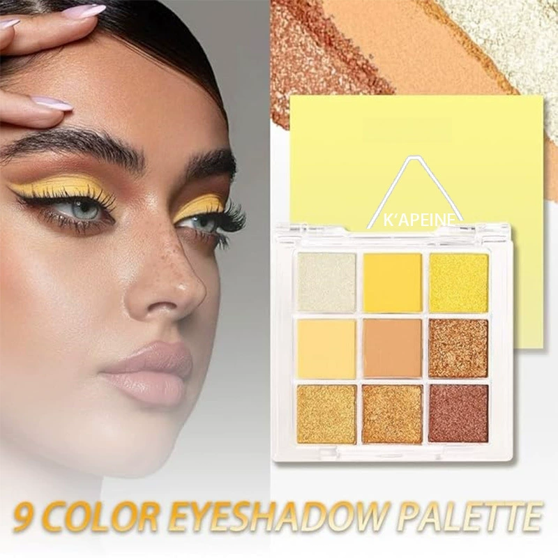 Matte eyeshadow palette, 9-color Korean-style set, earth tones with shimmer finishes