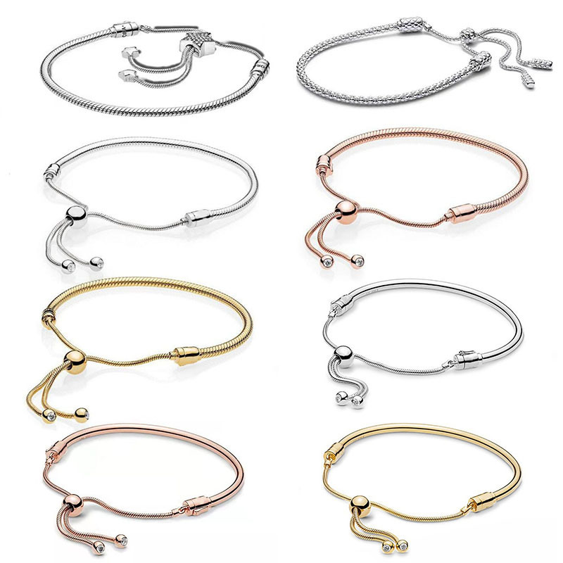 Panjia White Copper Silver Plated Star Adjusting Bracelet Shrink Bracelet Simple European and American DIY Accessories Base Chain Panjia White Copper Silver Plated Star Adjusting Bracelet Shrink Bracelet Simple European and American DIY Accessories Base Chain
