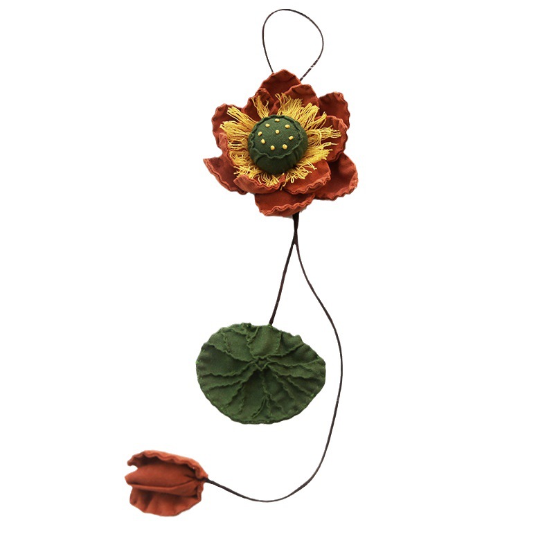 Hecho a mano DIY patchwork colgante Lu Bordado Lotus joyería hanfu accesorios periféricos Flor de tela Decoración