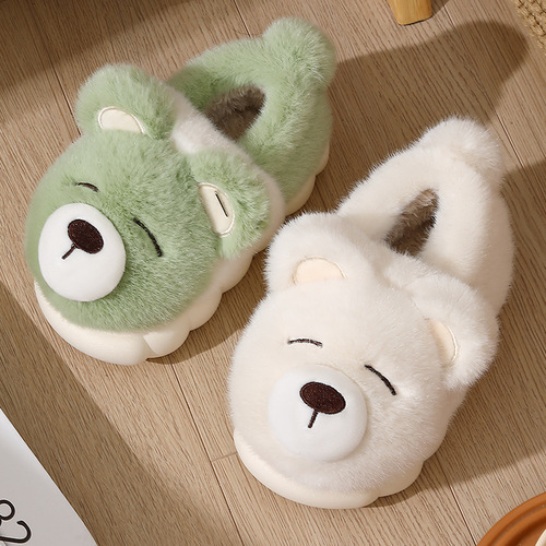 Cotton slippers women's winter bag heel household cute non-slip thick sole warm velvet outer wear plush cotton shoes women's winter style