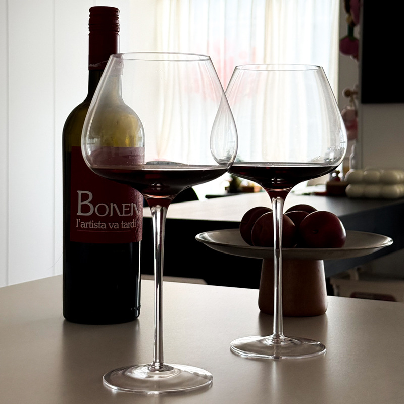 Conjunto de copa de vino de borgoña lujoso ligero de cristal de alta calidad bebida de vino copa de cristal de pie alto