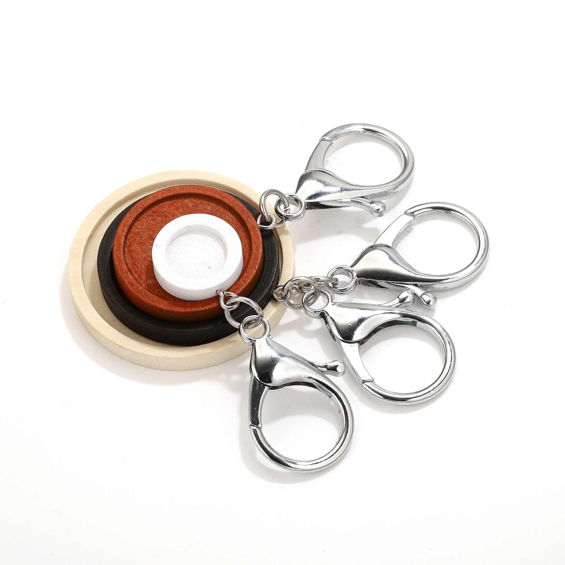Tempos de joyas de madera redondas llavero de madera colgante accesorios DIY bandeja en blanco