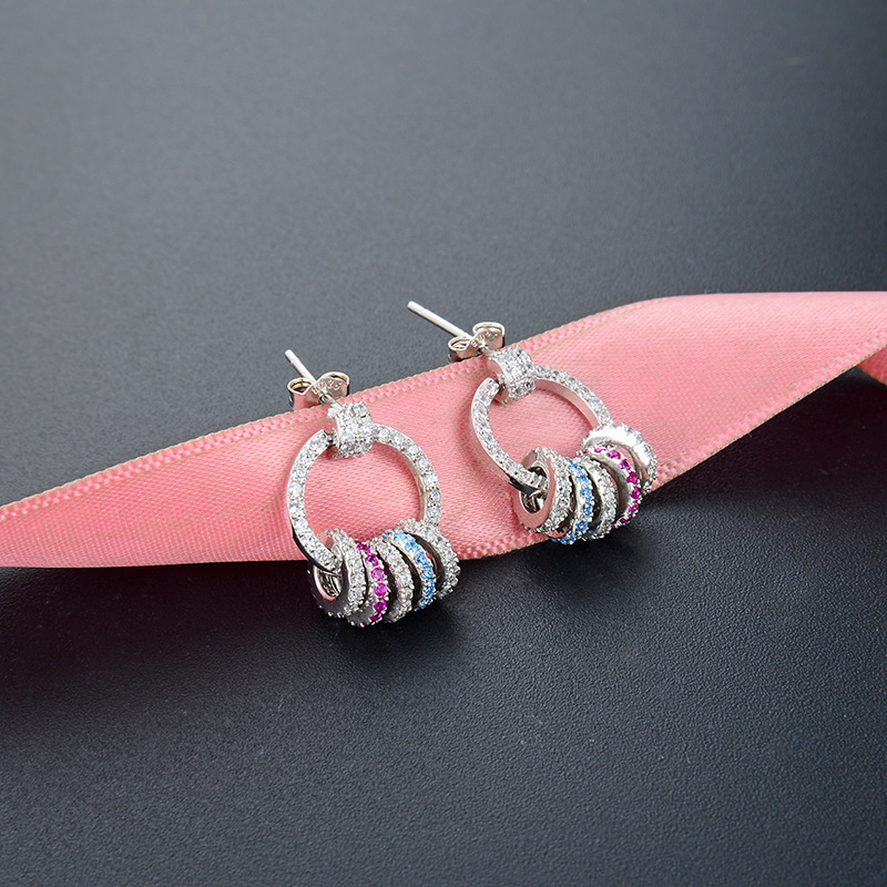 S925 plata anillo de zircón anillo de fijación pendientes de moda coreana simple personalidad joyas de orejas un cabello