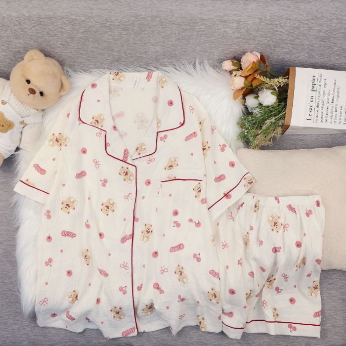 Al por mayor transfronterizo nuevo verano nubes de algodón dibujos animados mangas cortas pantalones cortos pijamas ropa de casa de mujer set ropa de casa de moda