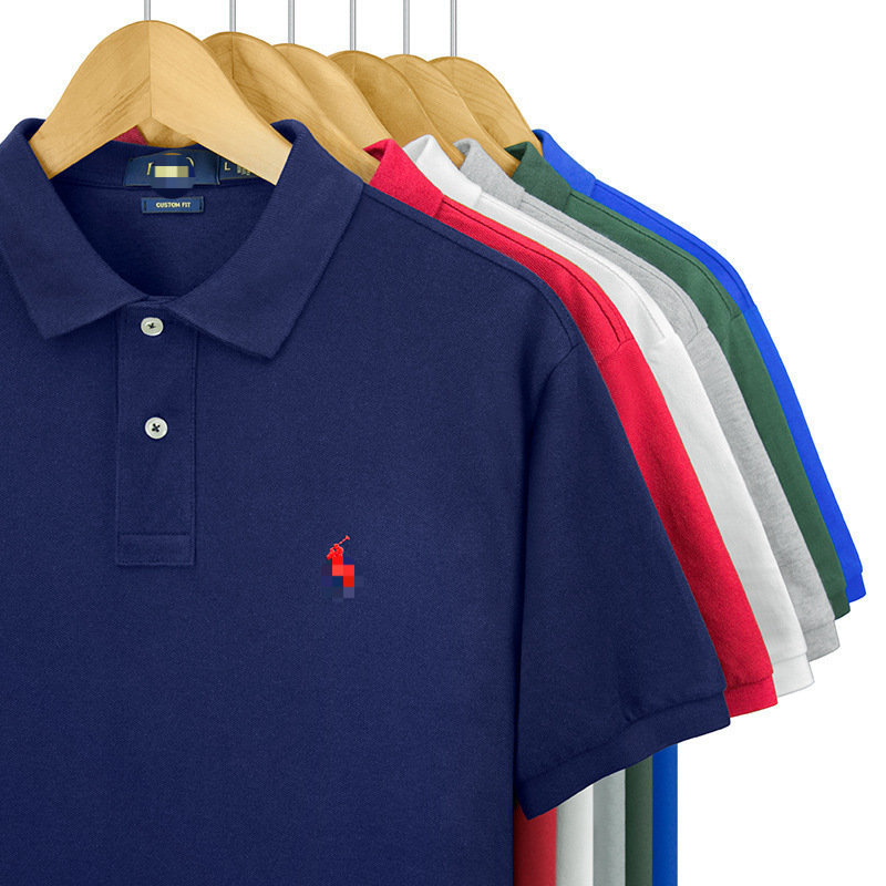Rl Cross-Border Short-Sleeved Polo Shirt Pony Logo Embroidered Summer Men's Polo Shirt Top Lapel T-Shirt Casual