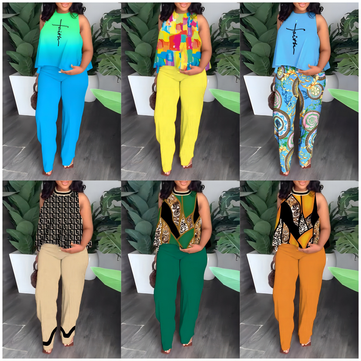 2023春季可爱风清新甜美女装氨纶时尚休闲套装一手货源欧美风