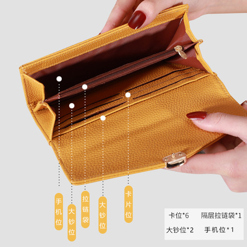  Women's Wallet Lychee Pattern Handbag Fashion Card Holder Multifunctional Large Capacity Coin Purse for Women