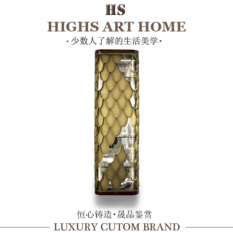 Portugal Luxury Stainless Steel Fish Scale Wall-Mounted Bathroom Cabinet Custom Premium Hotel Designer Storage Cabinet