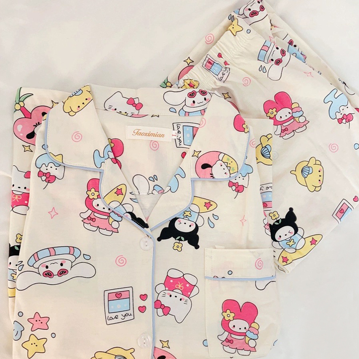 Conjunto de pijama de manga larga para mujer del sudeste asiático, otoño e invierno, estilo de celebridad de internet, transmisión en vivo, conjunto de ropa de estar de doble capa