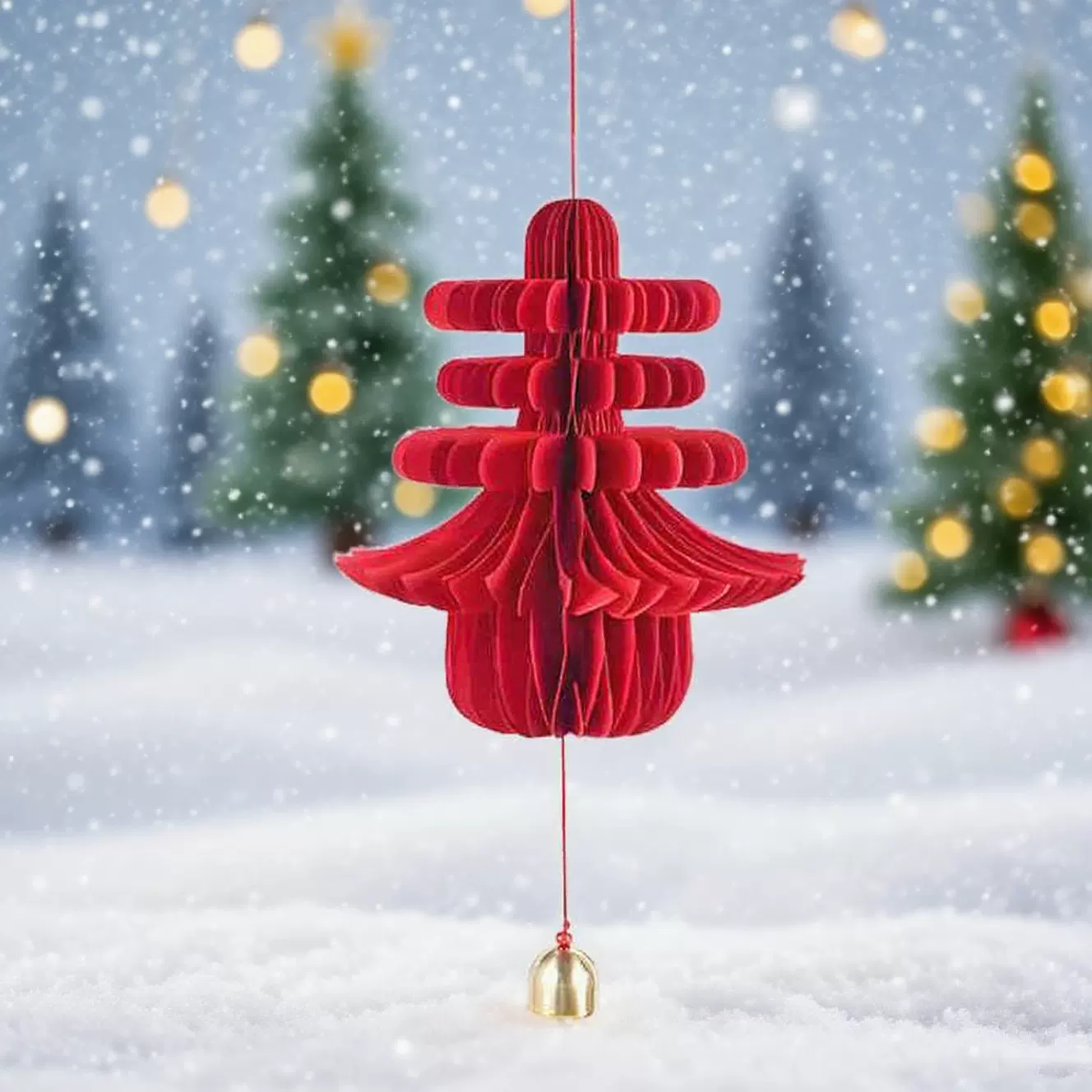 春字铃铛挂件新年装饰品创意折纸春节店铺装饰布置糖果蜂窝挂件