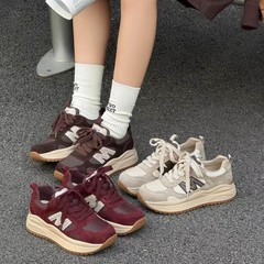真皮复古厚底阿甘德训鞋女2025秋冬款舒适百搭增高休闲运动老爹鞋
