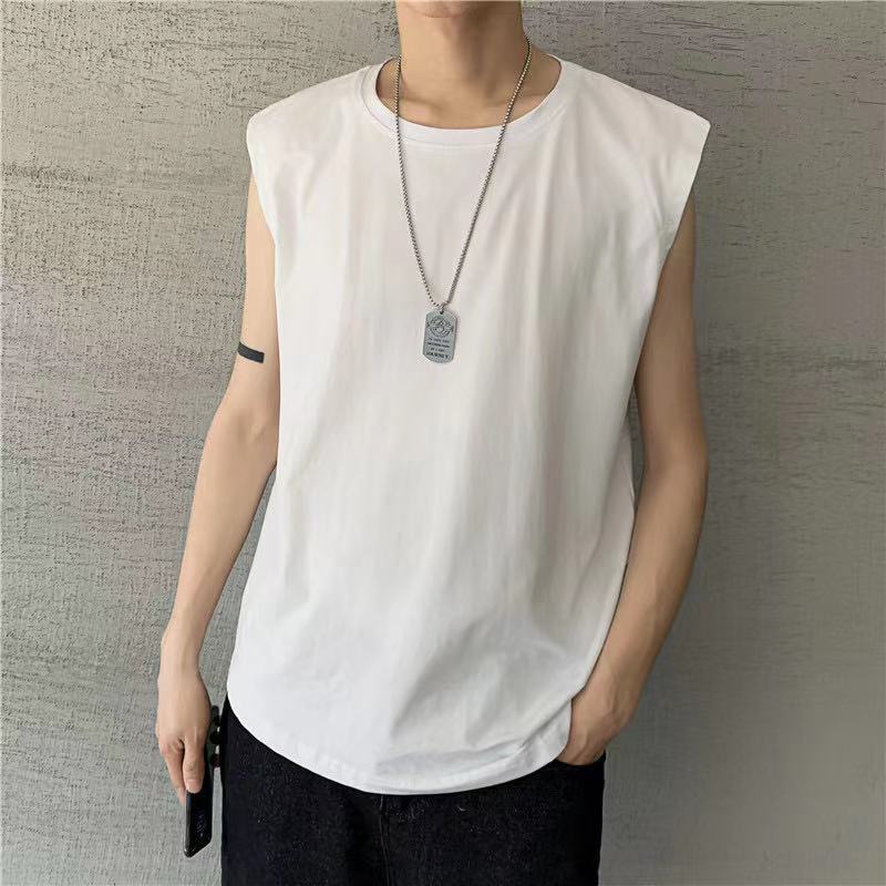 Summer Trendy Brand ins Solid Color Sleeveless T-shirt Vest Men's Korean Style Casual Sports Waistcoat All-match T-shirt Base Shirt Summer Trendy Brand ins Solid Color Sleeveless T-shirt Vest Men's Korean Style Casual Sports Waistcoat All-match T-shirt Base Shirt