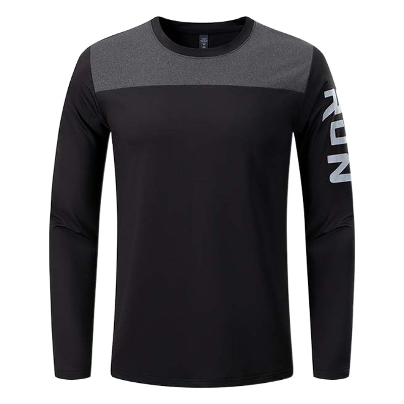 Deportes de los hombres ocio al aire libre cuello redondo Camiseta de entrenamiento de fitness de secado rápido transpirable manga larga nuevos productos de registro impreso
