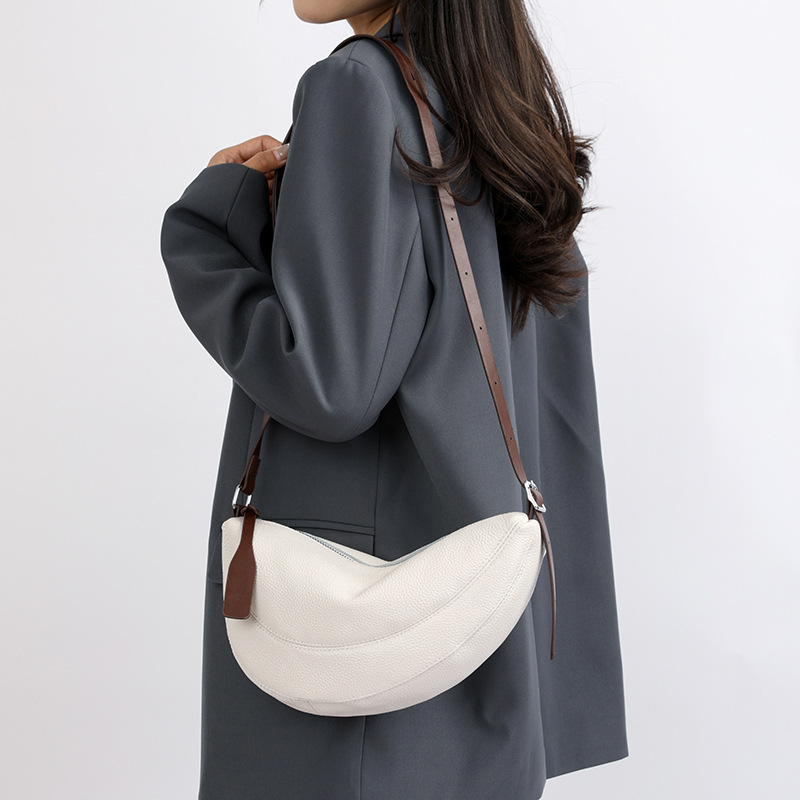 Genuine Leather Women's Designer Crossbody Bag, Casual Dumpling Bag, Versatile Shoulder Bag - Thumbnail 3