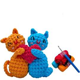 跨境新品英文视频教程钩针材料包手工编织毛线动物玩偶摆件挂件