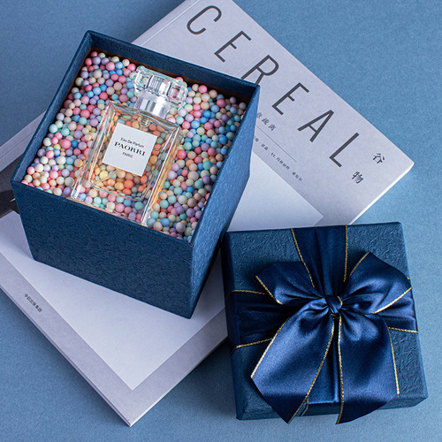 Manufacturer blue square gift box exquisite birthday gift box heaven and earth cover bow packaging box