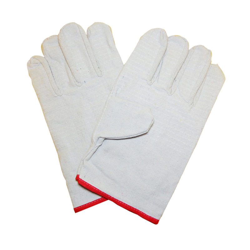双层帆布手套 24道线白甲布手套 小红边加厚机修耐磨电焊劳保防护