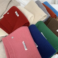 韩版秋冬柔软针织毛线围巾女百搭保暖学生纯色围脖加厚情侣咖啡色