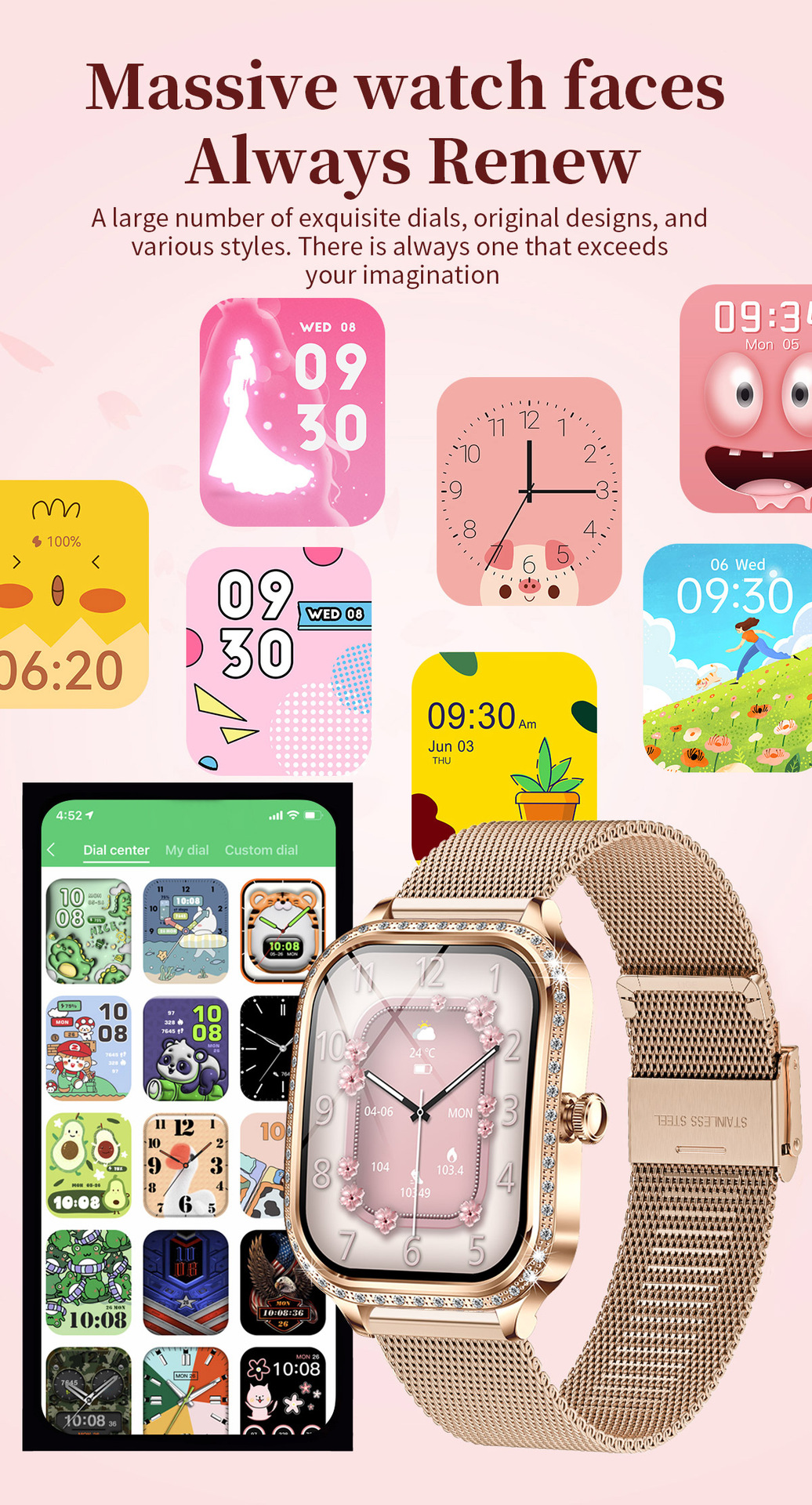 Smartwatch For Women Heart Rate And Blood Pressure Fitness Tracker_voghion.com