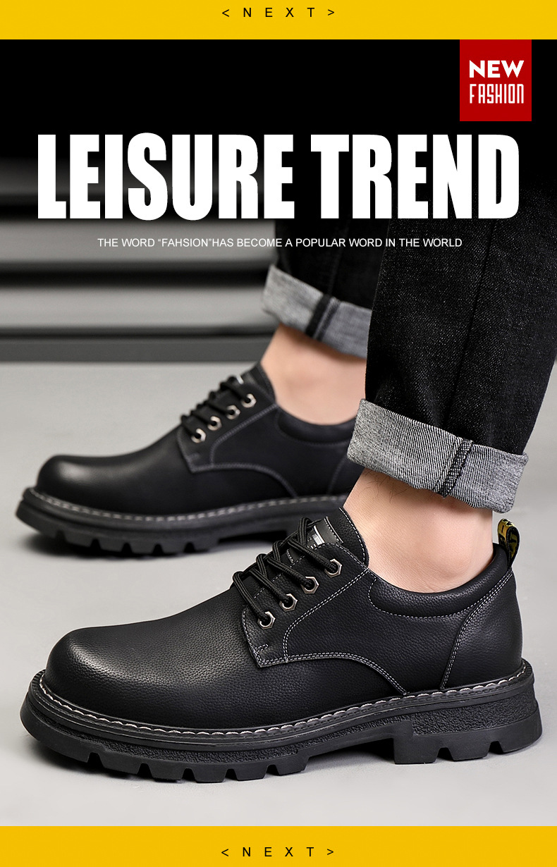 Leder für 2024 neue Frühjahr Herbst Saison Leder atmungsaktive Schnürung Business mit weichen Sohlen und Anti-Rutsch-Casual Herren_voghion.com