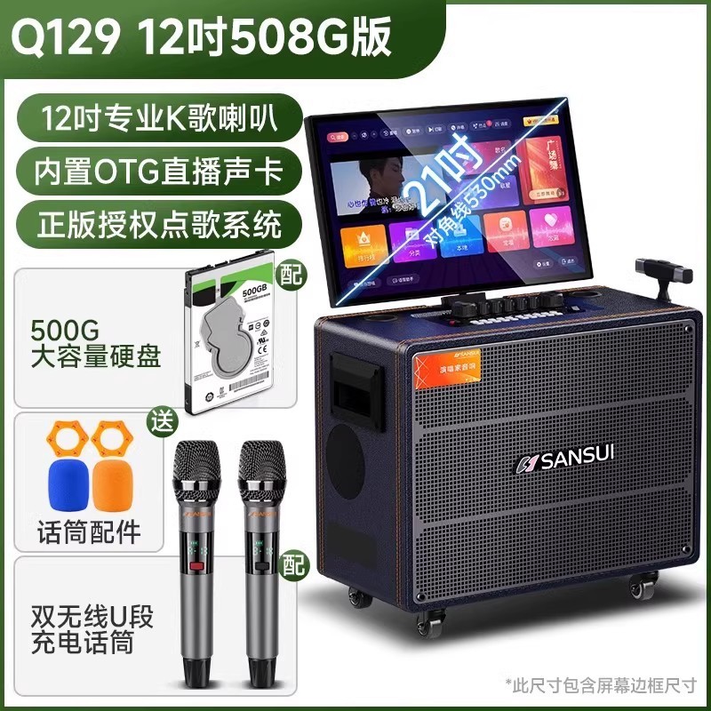 批发山水Q129户外移动广场舞音响带显示屏重低音卡拉ok一体机蓝牙|undefined
