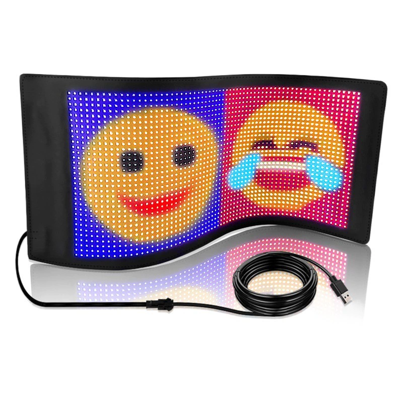 Интеллектуальный гибкий мягкий экран, перекрестная матричная светодиодная панель, гибкий экран с Bluetooth, полноцветный светодиодный рекламный дисплей для автомобиля с двумя рядами