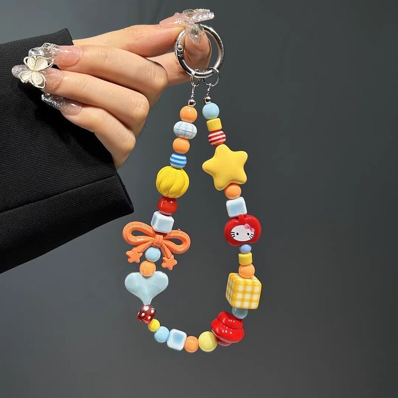 Handmade Dopamine Apple Core Ins Colorful Pendant Cute Beads Suitable for Phone Lanyard Ccd Camera Accessory